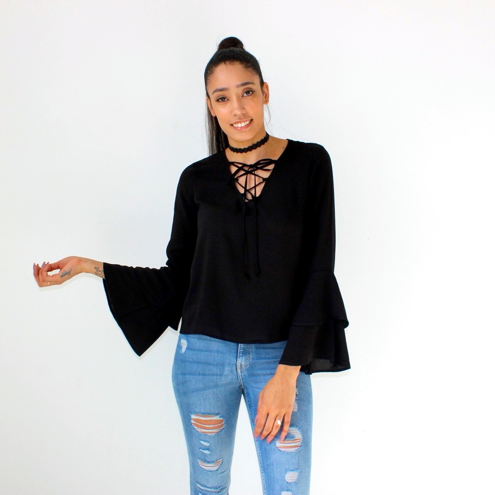 Long Sleeve Black Blouse
